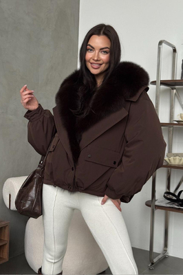 Пуховик Tannossto короткий с песцом