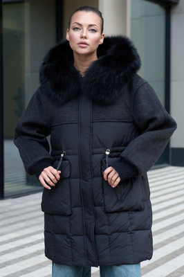 Длинный женский пуховик 2025 черный