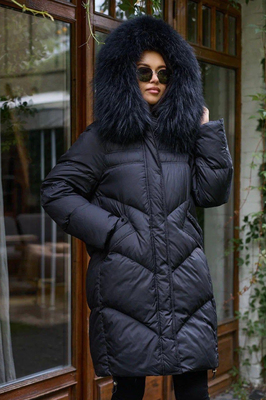 Женский пуховик Votarun длинный с мехом