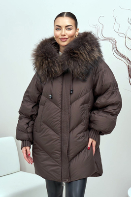 Теплый пуховик Vivilona с енотом