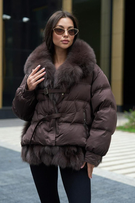 Короткий пуховик парка без капюшона